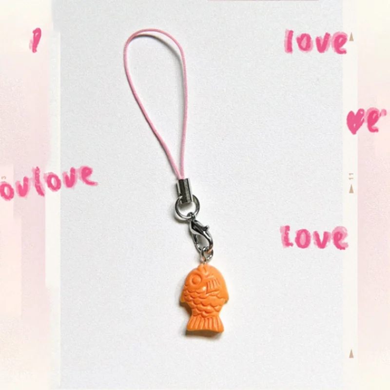 Tteokbokki Rice Cake - Taiyaki เค้กปลาน่ารัก เสน่ห์โทรศัพท์เล็ก | พวงกุญแจ trinket