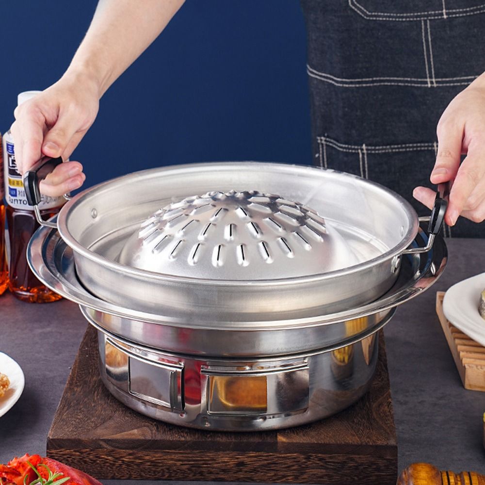 Korean Bbq Grill - Multi-Functionไทยปิคนิคกระทะย่าง 30/35 ซม.Reusableกลางแจ้งย่างแผ่นแบบพกพาRust-Proofเกาหลีย่างบาร์บีคิวถาด