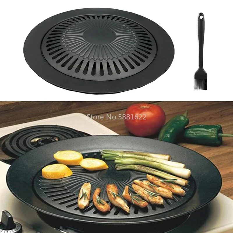 Korean Bbq Grill - เตาปิ้งย่างแบบพกพาไร้ควันสไตล์เกาหลี - ชุดอุปกรณ์ทำอาหารสำหรับเตาแก๊สในครัวเรือนเพื่อการปรุงอาหารเพื่อสุขภาพ