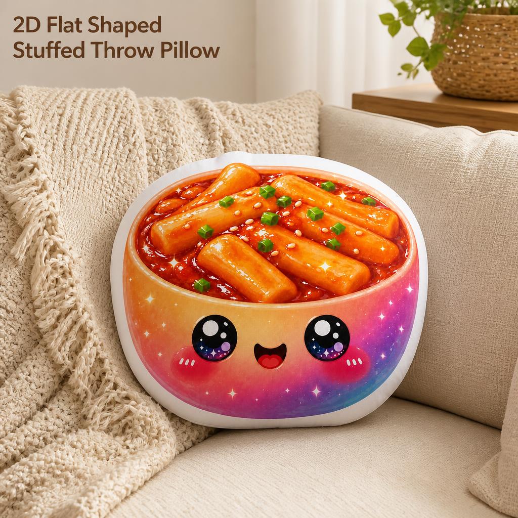 Tteokbokki Rice Cake - ตุ๊กตาท็อกบกกี อาหารเกาหลี ข้าวเหนียวเผ็ด หมอนอิงรูปทรงแปลกตา ของตกแต่งบ้าน ของขวัญ