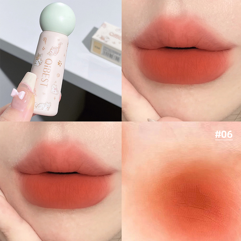 Lip Tint Korean - QIBEST Nude Matte Lip Mud กันน้ํา