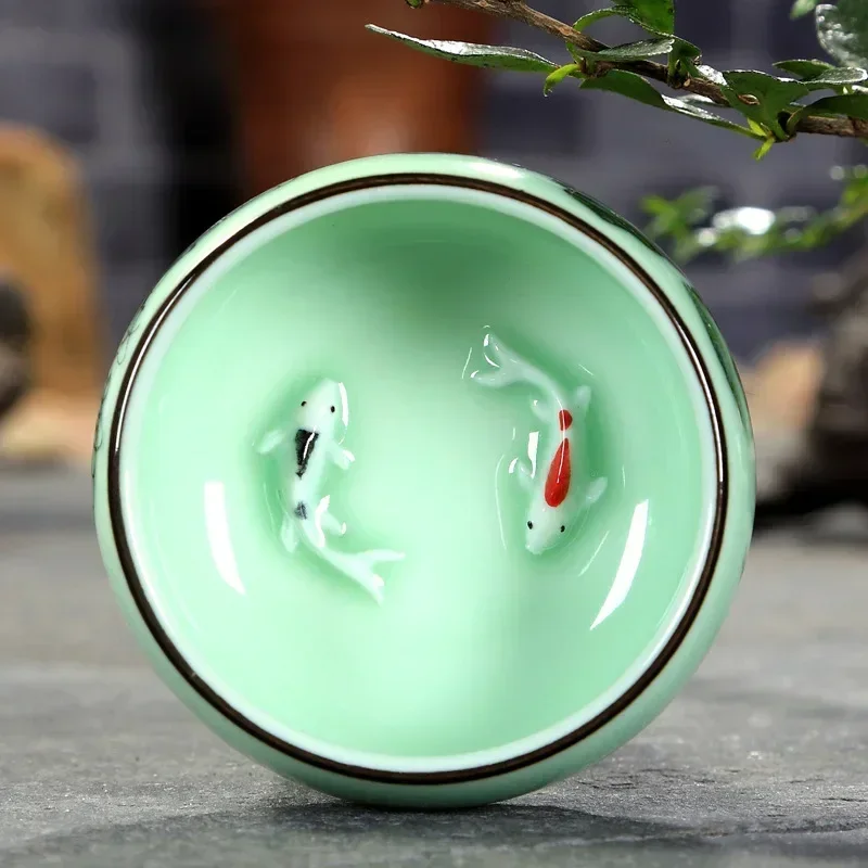 Celadon Ceramic Cup - ถ้วยชาเซรามิก 1 ชิ้น เซลาดอน ลายวาดมือ ภูมิทัศน์
