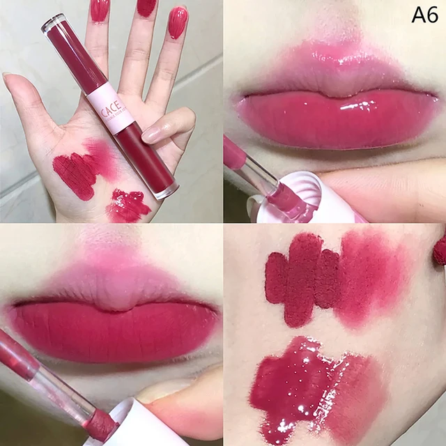 Lip Tint Korean - ลิปกลอสสองหัวลิปสติกเนื้อแมตต์สีแดงสุดเซ็กซี่ลิปกลอสกันน้ำลิปกลอสลิปสติก riasan Korea