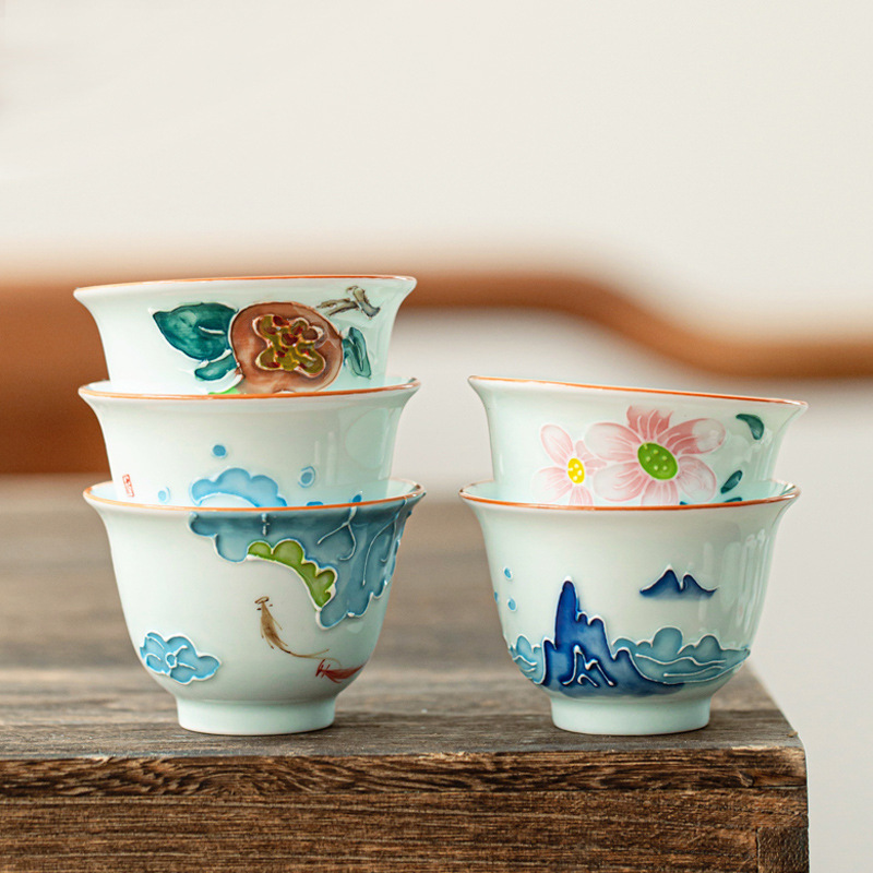 ถ้วยชากังฟูทาสีมือถ้วยเดียวที่ - Celadon Ceramic Cup บทวิจารณ์และราคา