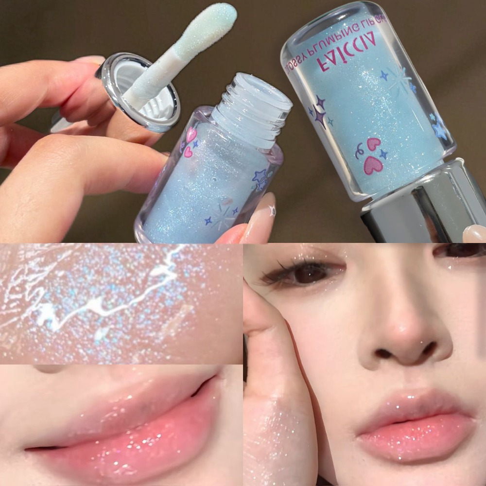 ลิปกลอสสีฟ้าประกายวิบวับ เนื้อ - Lip Tint Korean บทวิจารณ์และราคา