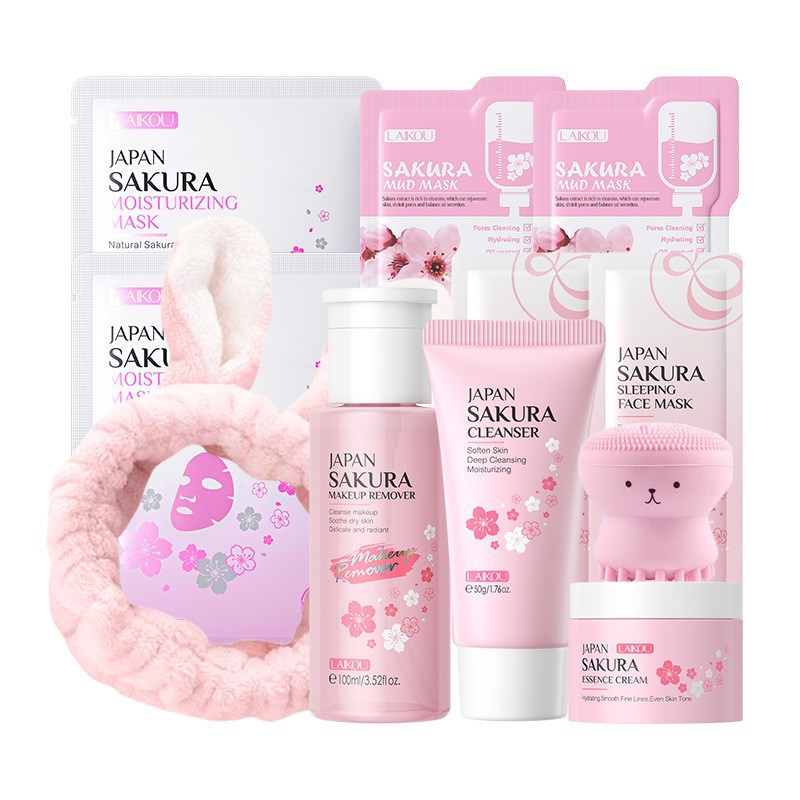 ชุดผลิตภัณฑ์ดูแลผิวหน้าซากุระเ - Korean Skincare Routine บทวิจารณ์และราคา