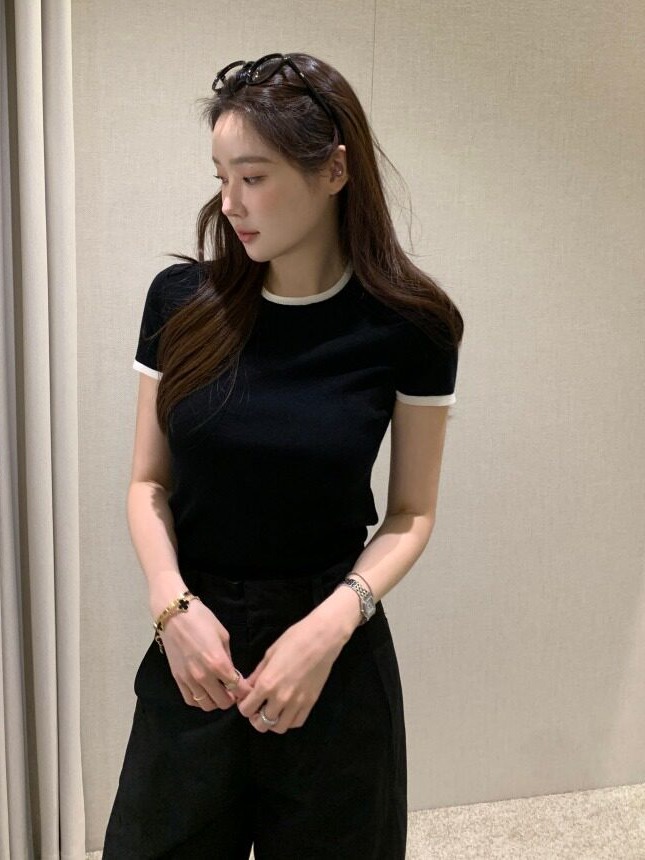 เสื้อสเวตเตอร์ถักแขนสั้นสีสันส - Lifestyle Of Korean บทวิจารณ์และราคา