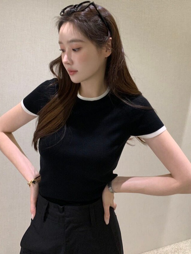 เสื้อสเวตเตอร์ถักแขนสั้นสีสันส - Lifestyle Of Korean บทวิจารณ์และราคา