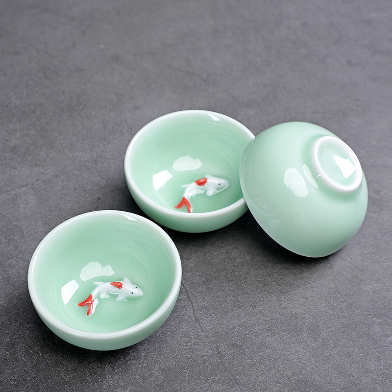 ถ้วยน้ำชาน่ารักลายปลาศิลาดลถ้ว - Celadon Ceramic Cup บทวิจารณ์และราคา