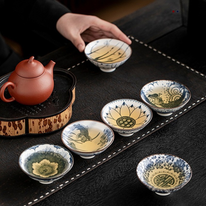 ชุดถ้วยชาเซรามิกสีน้ำเงินขาว 1 - Celadon Ceramic Cup บทวิจารณ์และราคา